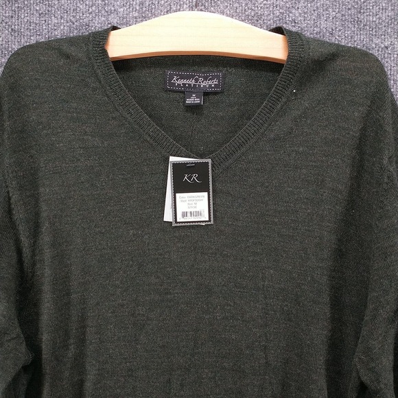 Kenneth Roberts Platinum Men's Pullover V-Neck Knit Sweater Green Medium W/Tags - Picture 3 of 11